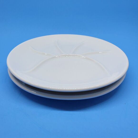 Pillivuyt France Porcelain Depuis 1818 9 5/8" Set Of 2 White Divided Plates VGC - Picture 7 of 8